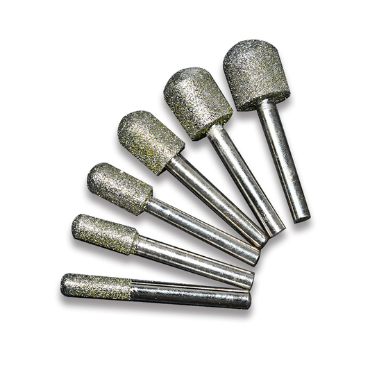 6mm 10pcs 45Grit 3mm Shaft Round End Cylinder Diamond Bur